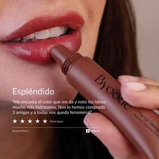 El Chía Lip Theraphy de Byoode es Espléndido. "me encanta el color que me da y noto los labios mucho más hidratados. Nos lo hemos comprado 3 amigas y todas nos queda fenomenal" Review de María López, verificada por Judge.me