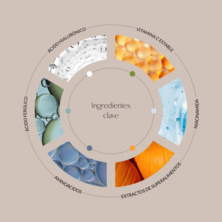 LOS INGREDIENTES QUE MÁS NECESITA TU PIEL:
HIDRATACIÓN MÁXIMA CON ÁCIDO HIALURÓNICO.
ANTIOXIDANTES Y FIRMEZA CON VITAMINA C + ÁCIDO FERÚLICO
CALMA Y LUMINOSIDAD CON NIACINAMIDA.
ENERGÍA CON EXTRACTOS DE ARROZ, CALABAZA Y OKRA.