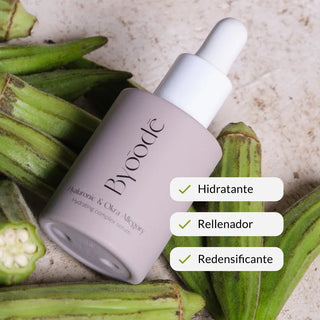 Sérum con ácdio hialurónico de varios pesos moleculares para hidratar y rellenar la piel. Además la protege, calma y equilibra con okra y CICA o centella asiática. Hidrata, rellena y redensifica.
